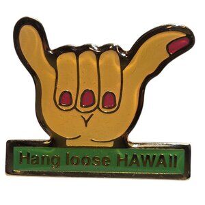 Hang Loose Hawaii Enamel Lapel Pin  Shaka Hand Design Travel Souvenir Vintage